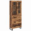vidaXL Hoge kast 2 st Oud Hout 69,5 x 34 x 180 cm Bewerkt hout