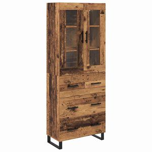 vidaXL Hoge kast 2 st Oud Hout 69,5 x 34 x 180 cm Bewerkt hout