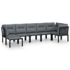 vidaXL 7-delige Loungeset poly rattan zwart en grijs