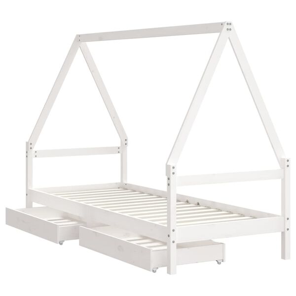 vidaXL Kinderbedframe met lades 80x200 cm massief grenenhout wit