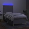 vidaXL Boxspring met matras en LED stof lichtgrijs 90x200 cm