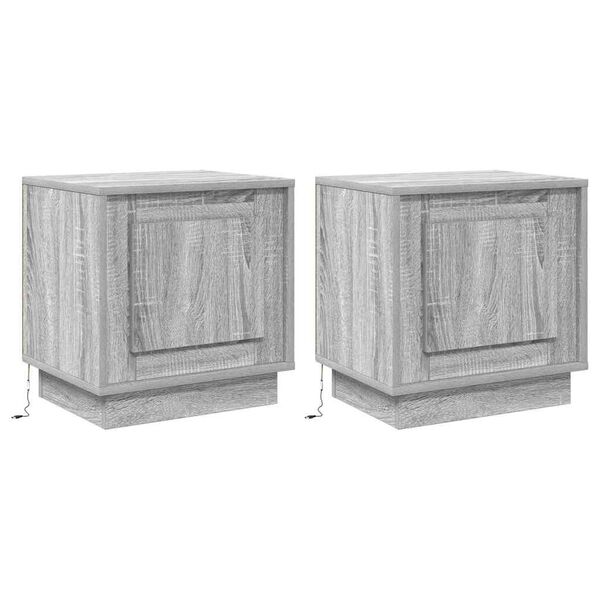 vidaXL Nachtkastje 2 pcs Grijs 44 x 34,5 x 45 cm Bewerkt hout