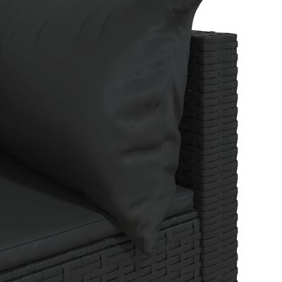 vidaXL 3-delige Loungeset met kussens poly rattan zwart