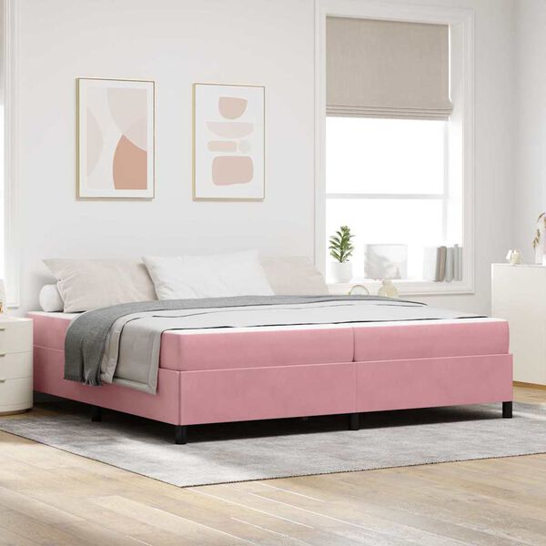 vidaXL Bedframe met matras Roze 200 x 200 cm Stof