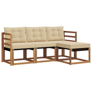 vidaXL Buiten bankenset met kussen 4 pcs Natuurlijk en Beige