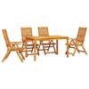 vidaXL Tuin eettafelset 5 st Bruin Massief Acaciahout