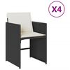 vidaXL Tuinstoelen 4 st met kussens poly rattan zwart