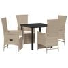 vidaXL Tuin eettafelset 5 st Beige poly rattan
