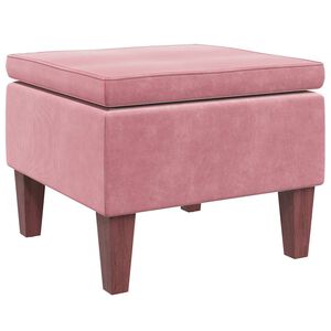 vidaXL Kruk met houten poten fluweel roze