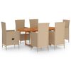 vidaXL 7-delige Tuinset poly rattan beige