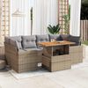vidaXL 7-delige Loungeset met kussens poly rattan beige
