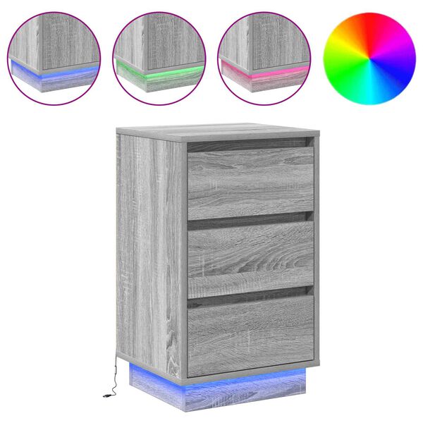 vidaXL Nachtkastje met lade Grijs 39 x 34,5 x 65 cm Bewerkt hout