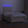 vidaXL Boxspring met matras en LED stof cr&egrave;mekleurig 120x190 cm