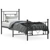 vidaXL Bedframe met hoofd- en voeteneinde metaal zwart 75x190 cm
