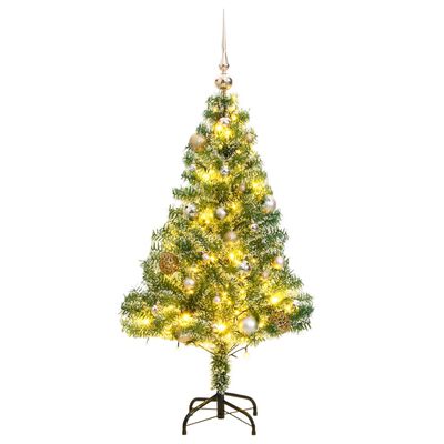 vidaXL Kunstkerstboom 150 LED's kerstballen en sneeuw 150 cm