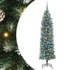 vidaXL Kunstmatige slanke kerstboom Groen en Wit 180 cm