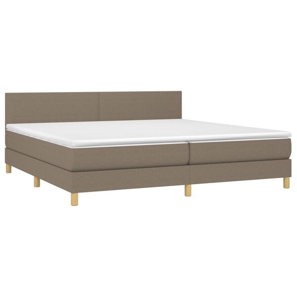 vidaXL Boxspring met matras stof taupe 200x200 cm