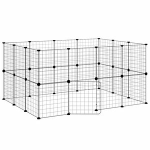vidaXL Huisdierenkooi met deur 28 panelen 140x105x70 cm staal zwart