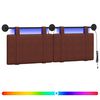 vidaXL Hangend hoofdbord Met LED-verlichting Glanzend Bruin Antiek PU