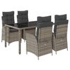vidaXL 5-delige Tuinset met kussens poly rattan grijs