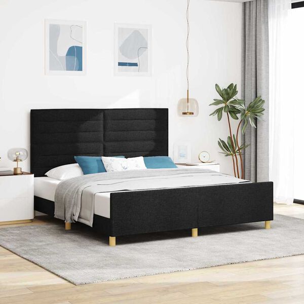 vidaXL Bedframe met hoofdeinde Zwart 180 x 200 cm Stof
