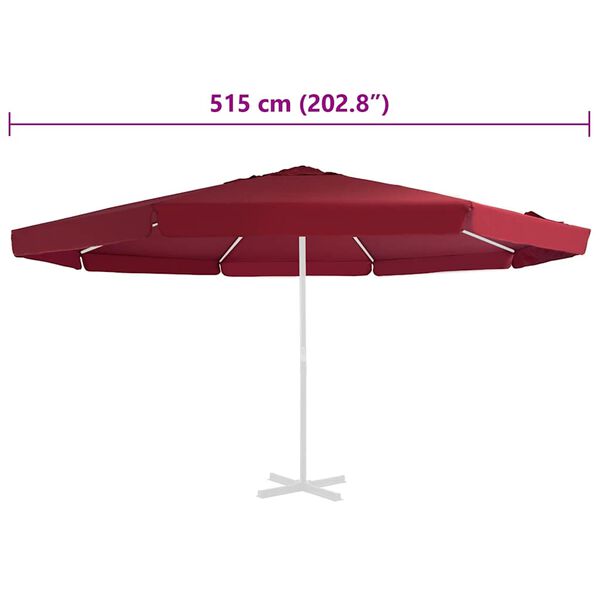 vidaXL Vervangingsdoek voor parasol 515 cm bordeauxrood