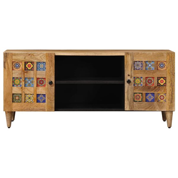 vidaXL TV-kast met plank Naturel 105 x 33,5 x 46 cm Massief Mango Hout