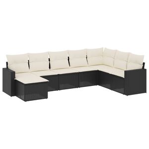 vidaXL 8-delige Loungeset met kussens poly rattan zwart