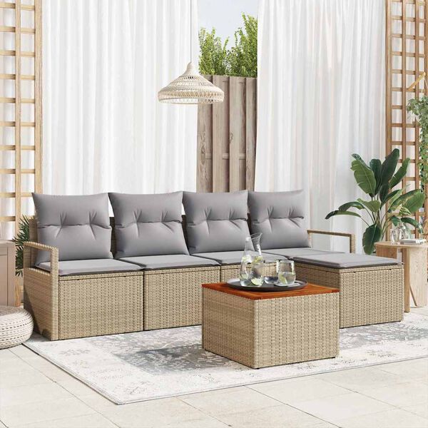 vidaXL Tuin Sofa Set 6 pcs beige en lichtgrijs