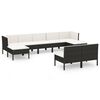 vidaXL 9-delige Loungeset met kussens poly rattan zwart