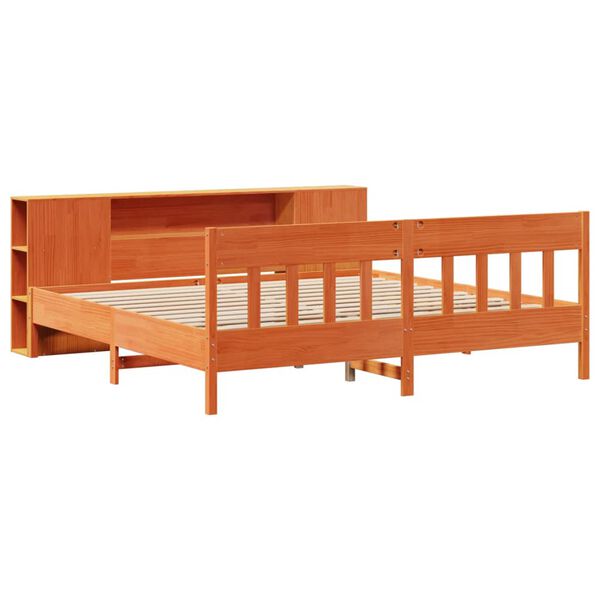 vidaXL Bed met boekenkast zonder matras grenenhout wasbruin 180x200 cm