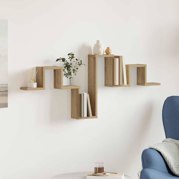 vidaXL Wandplank met plank artisanaal eikenkleurig 104.5 x 10 x 43 cm