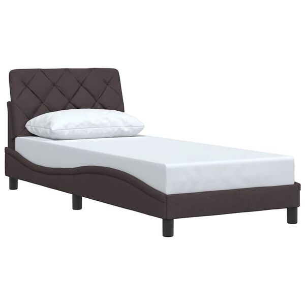 vidaXL Bedframe zonder matras 90x190 cm stof donkerbruin
