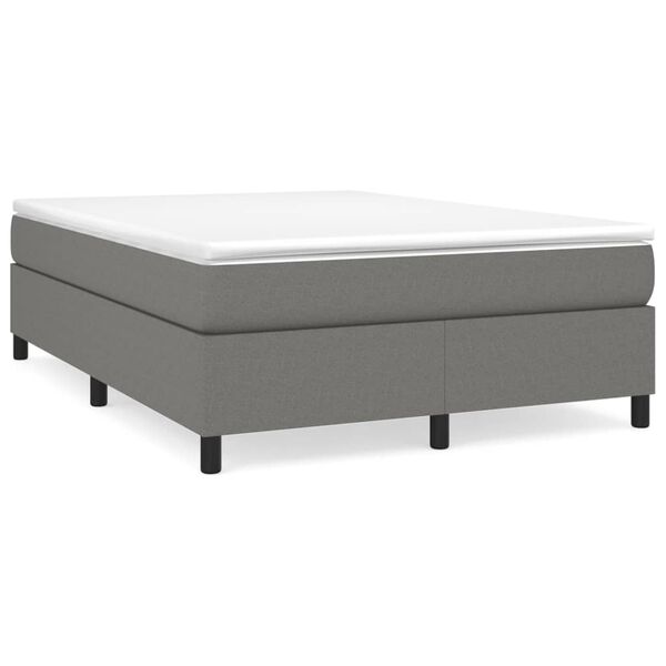 vidaXL Boxspring bed stof donkergrijs 140x200 cm