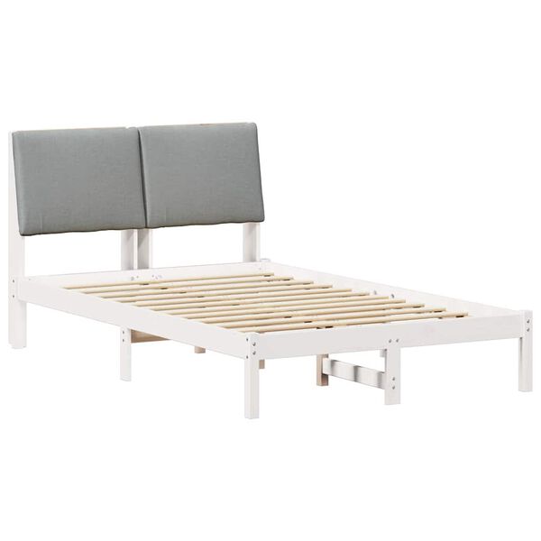 vidaXL Bedframe Wit en lichtgrijs 120 x 190 cm Massief grenenhout