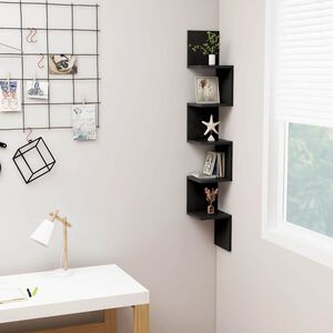 vidaXL Hoekwandschap 20x20x127,5 cm bewerkt hout zwart