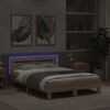 vidaXL Bedframe met LED Sonoma 137 x 190 cm Bewerkt hout