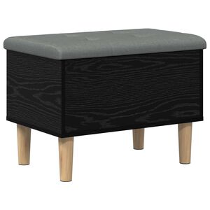 vidaXL Opbergbank met kussen Zwart eiken 62 x 42 x 46 cm Bewerkt hout