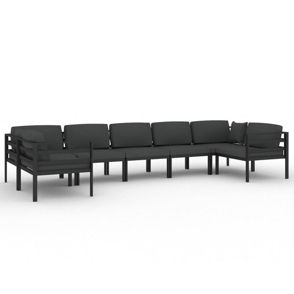 vidaXL 7-delige Loungeset met kussens aluminium antracietkleurig