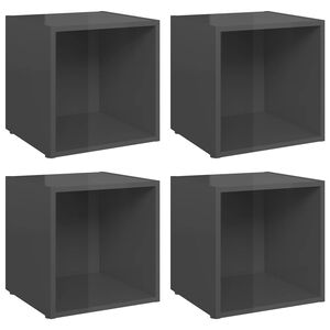 vidaXL Tv-meubelen 4 st 37x35x37 cm bewerkt hout hoogglans grijs