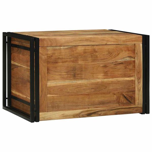 vidaXL Opbergbox met opslag Bruin en zwart 80 x 50 x 50 cm Acaciahout