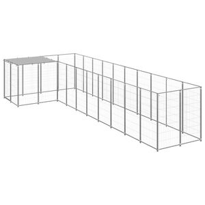 vidaXL Hondenkennel 7,26 m&sup2; staal zilverkleurig