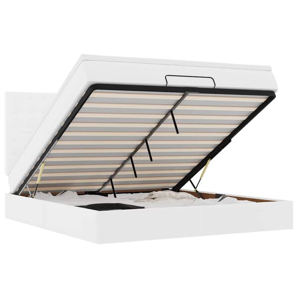 vidaXL Ottoman bed met matras en LED's 160x200cm kunstleer wit