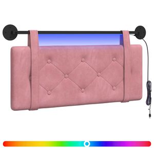 vidaXL Hangend hoofdbord Met LED-verlichting Roze Fluweel