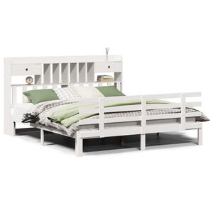 vidaXL Bed met boekenkast zonder matras grenenhout wit 180x200 cm