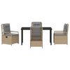 vidaXL Tuin eettafelset 5 pcs Beige en Licht Grijs poly rattan