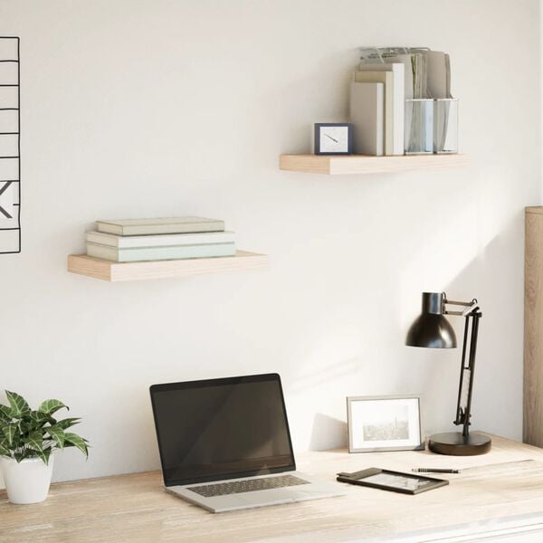 vidaXL Wandschapppen 2 st 40x23,5x4 cm bewerkt hout