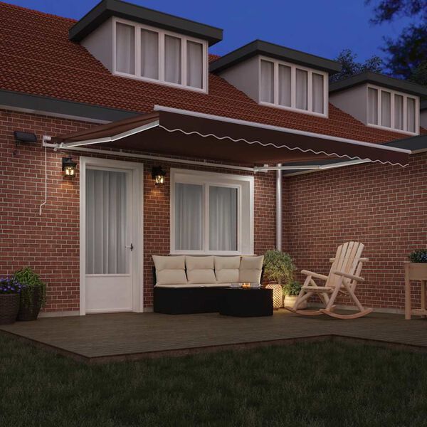 vidaXL Luifel handmatig uittrekbaar met LED 400x300 cm bruin