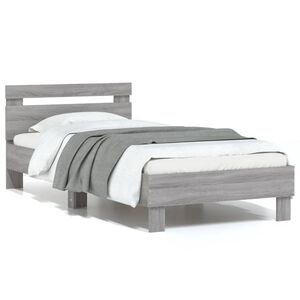 vidaXL Bedframe met hoofdeinde bewerkt hout grijs sonoma 90x200 cm