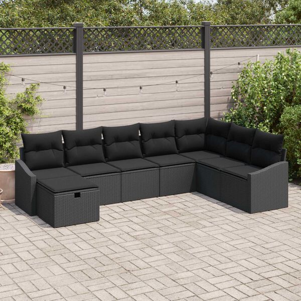 vidaXL Tuin Sofa Set met kussen met opslag 8 pcs poly rattan